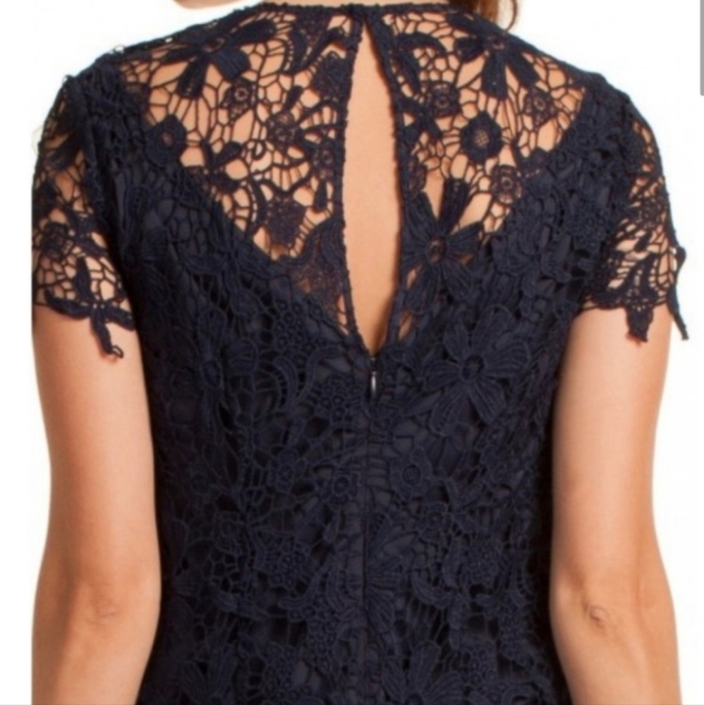 Trina Turk Lace Short Sleeve Dress, Indigo Size 10